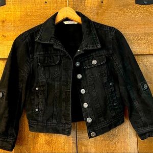 Cropped black denim jacket